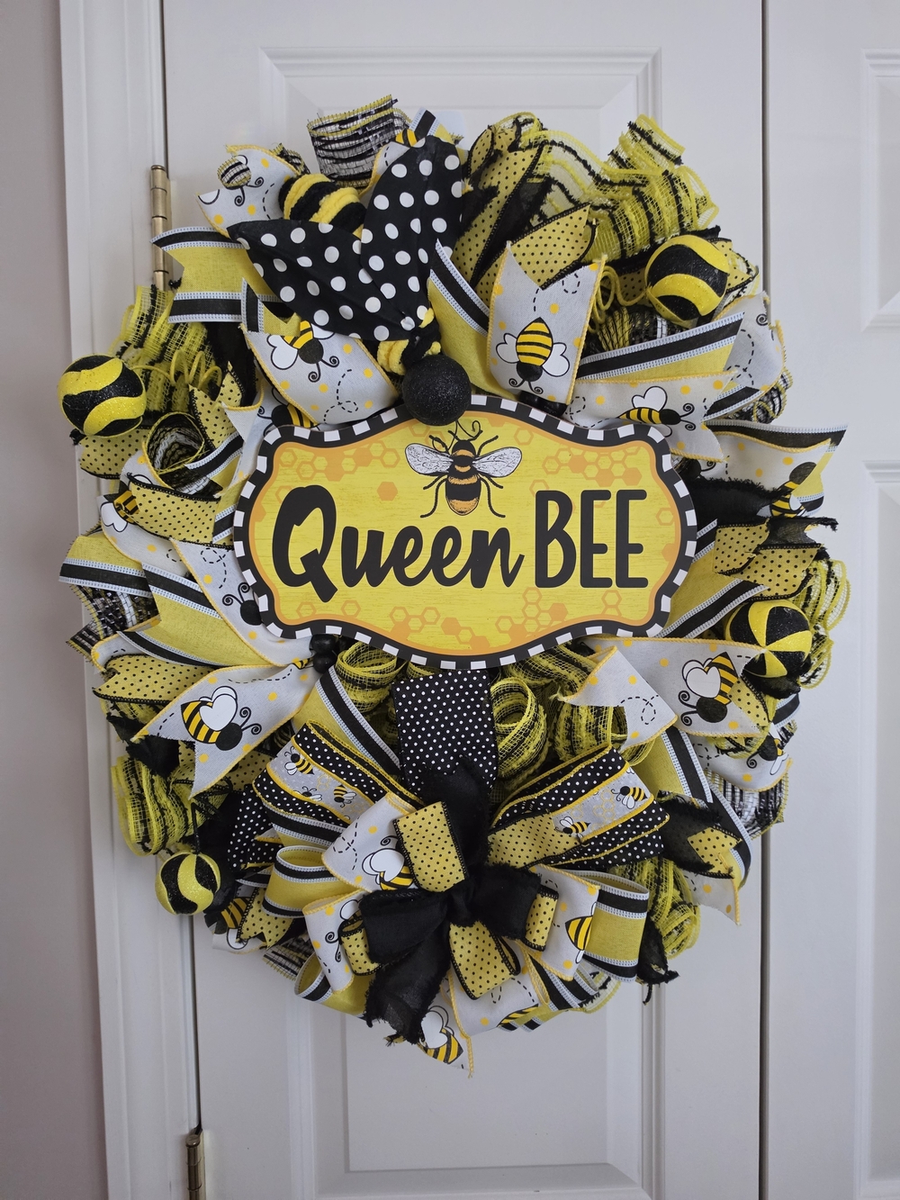 Queen Bee Yellow & Black Decorative Wreath